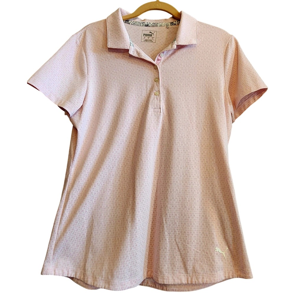 Puma Polo Shirt Womens Large Pink Excellent Short Sleeve Golf Tennis Athletic